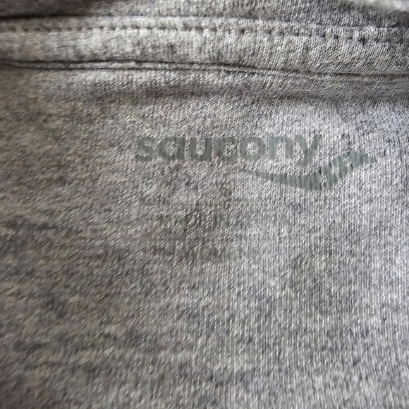 SAUCONY logo hoodie sweatshirt Small Women's unisex pullover gray - Picture 8 of 10